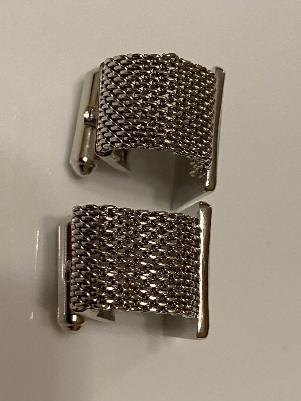 Vintage Square Metal Cufflinks with Brass Inset